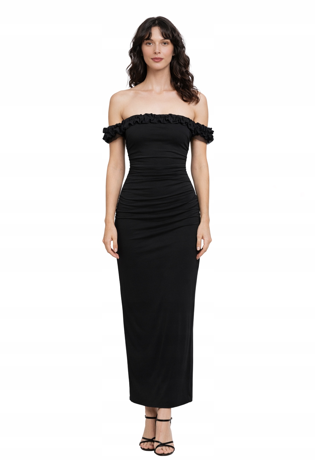 Černé Šaty S Volánkem A Hladkou Barvou, Velikost M 1I3A