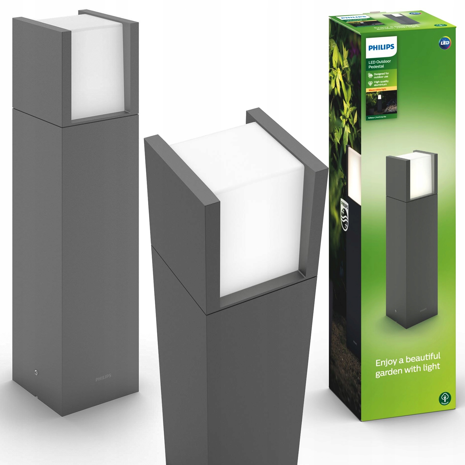 Led vonkajšia stojaca záhradná lampa 6W IP44 Stĺpik 40 cm Arbour Philips