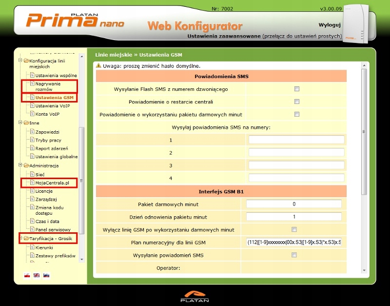 Centrala Telefoniczna Platan Prima nano Marka Platan