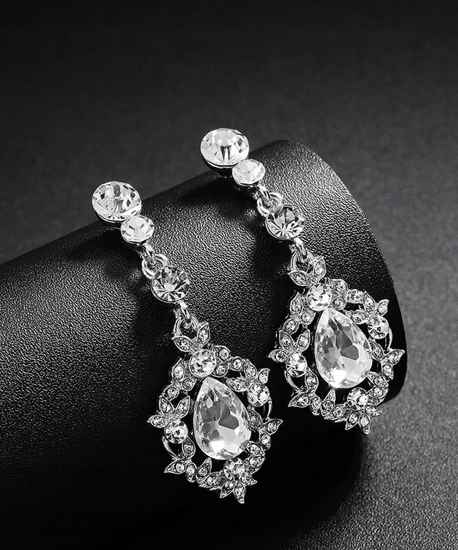 KOLCZYKI ŚLUBNE DŁUGIE CRYSTAL SREBRNE Kamień Cyrkonia