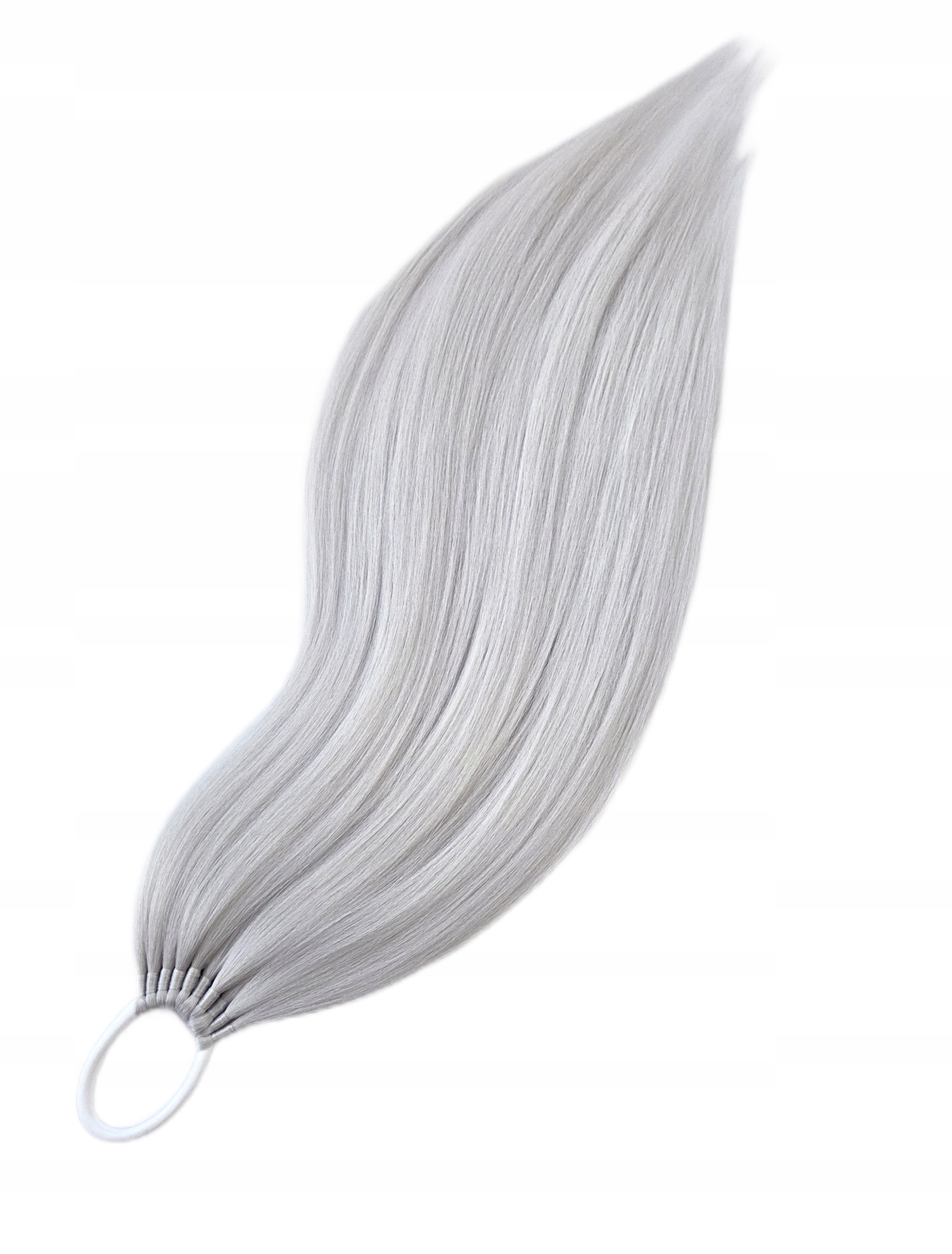 Připínací poník na gumičce, Příčesek, platinová blond, Platinová Královna, 40 cm