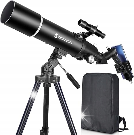 Eaconn Astronomický dalekohled 80/600 mm se stativem, adaptérem a batohem