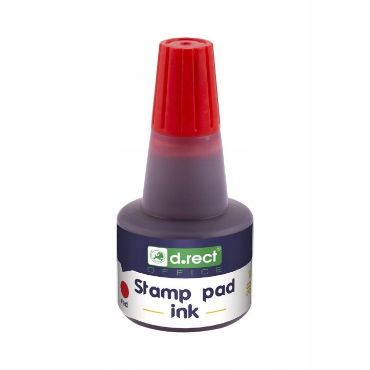 STANDARDOWY tusz wodny do STEMPLI PIECZĄTEK marki D.RECT czerwony 30ml