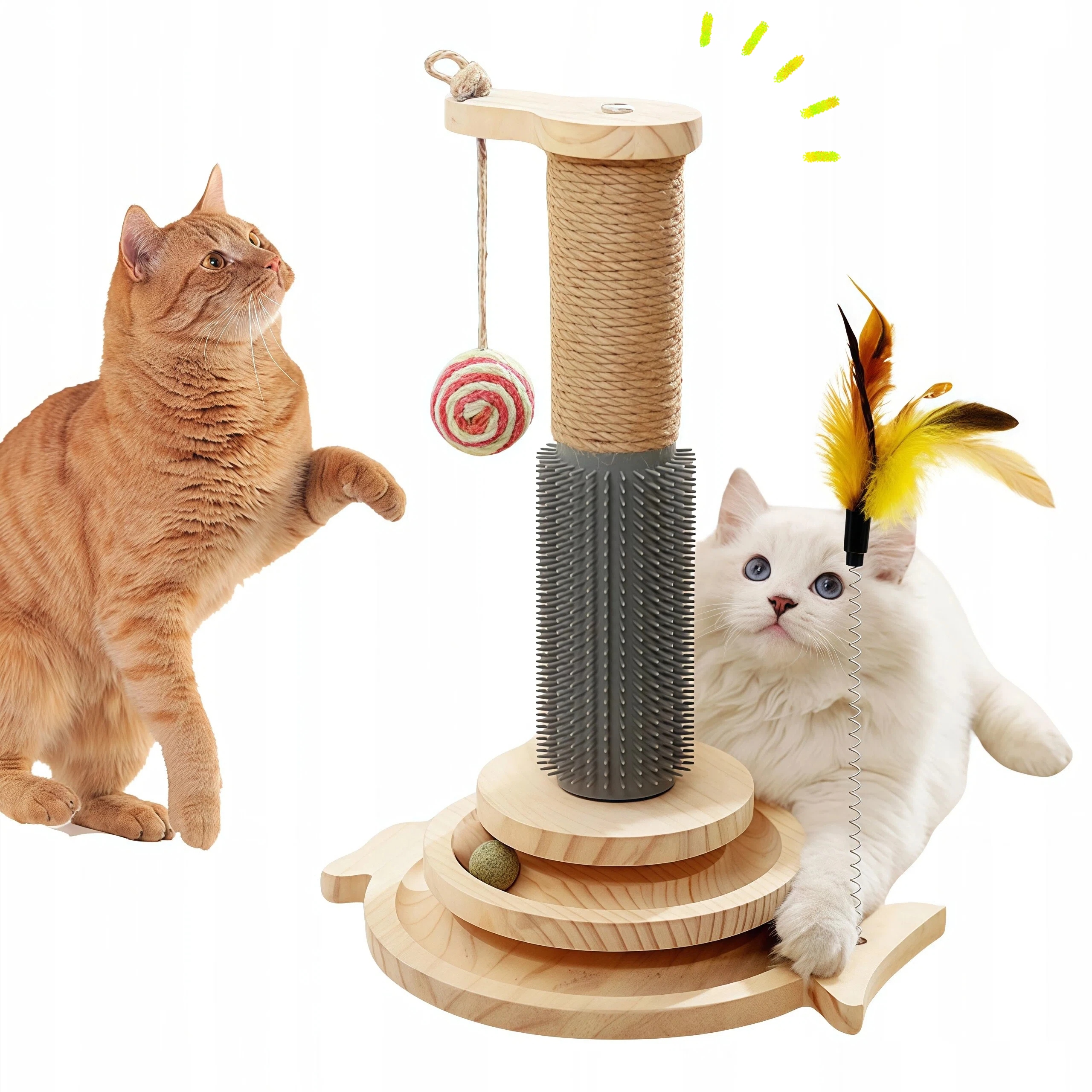 Levně Škrabadlo Pro Kočky Hračka S Míčky A Koťátkem 29X40 CM