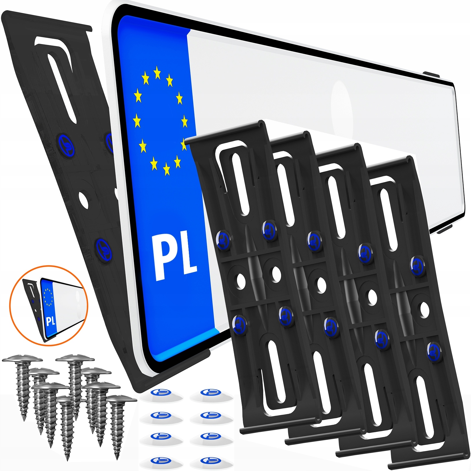 Bezramkowe Mocowanie Tablic Rej. Uchwyt Ramki Kpl Pod Tablice Rejestracyjne