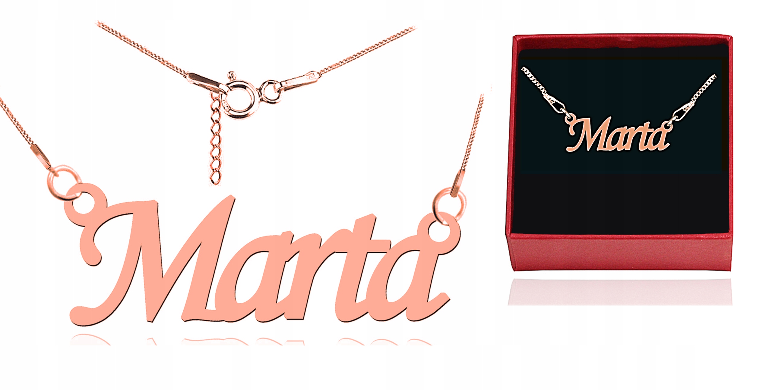 

Naszyjnik Srebrny Imię Litera Dowolne Słowo Różowe