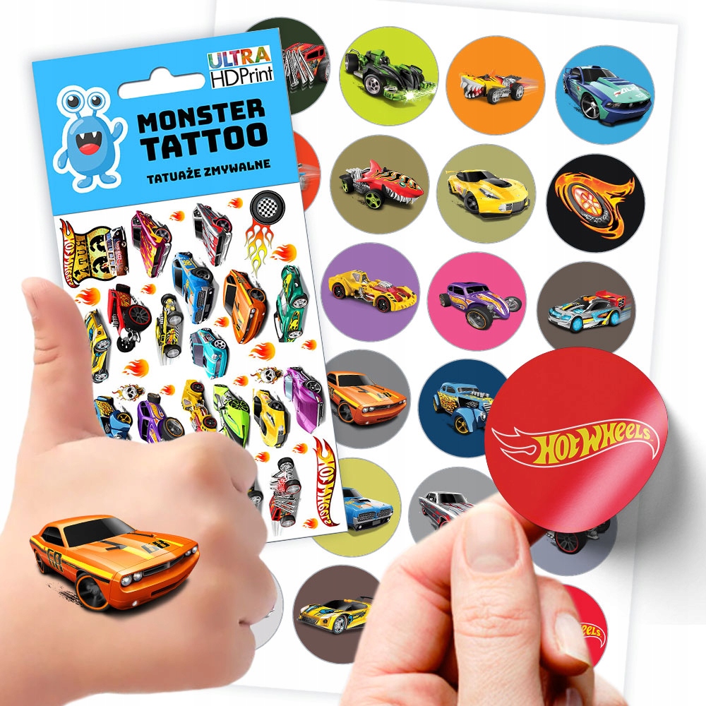 

Zestaw Tatuaże Naklejki Hot Wheels Jakość