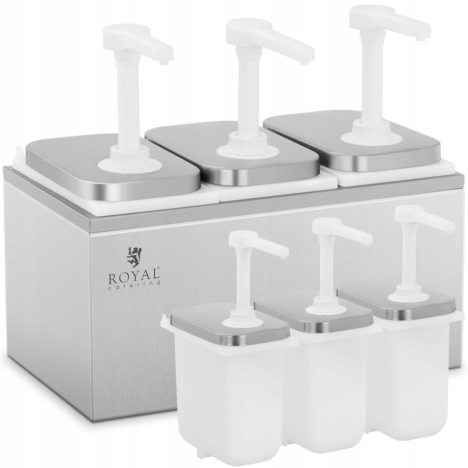Trojitý dispenser na omáčky z nerezové oceli 3 x 2 l