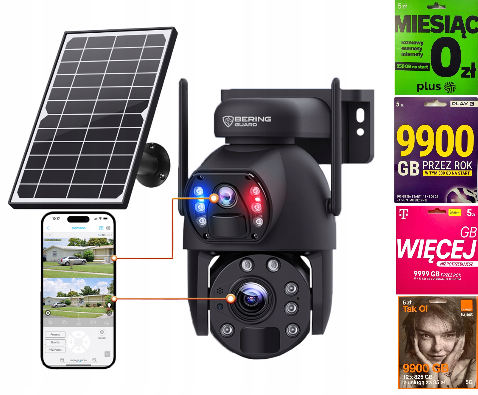 Kamera Gsm Solar Zoom Optická x36 8MP Sim Karta Dva Objektivy Bering Guard