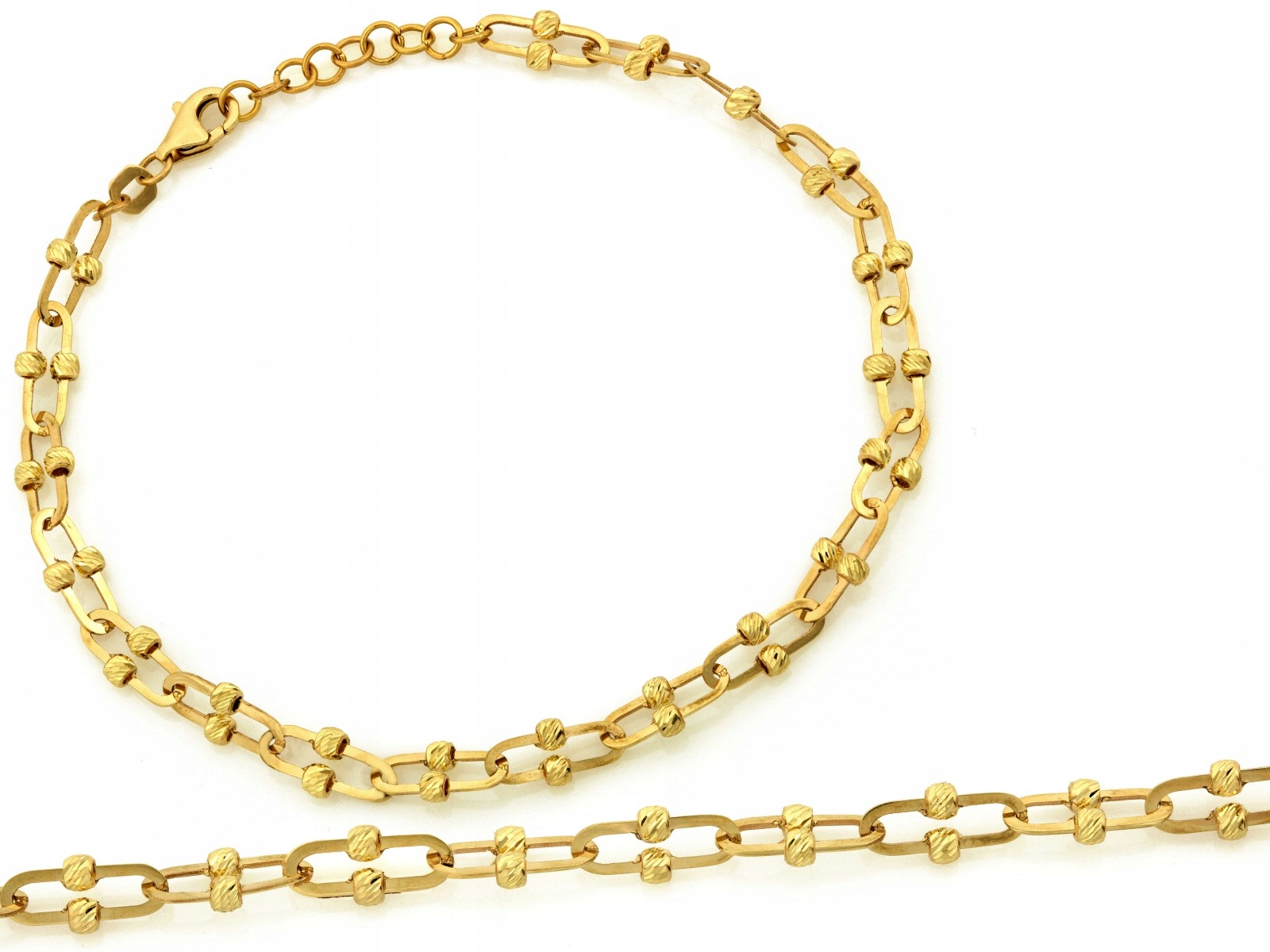 Zlatý náramek 585 oválné pánské články s kuličkami 3.93g dárek 21 cm