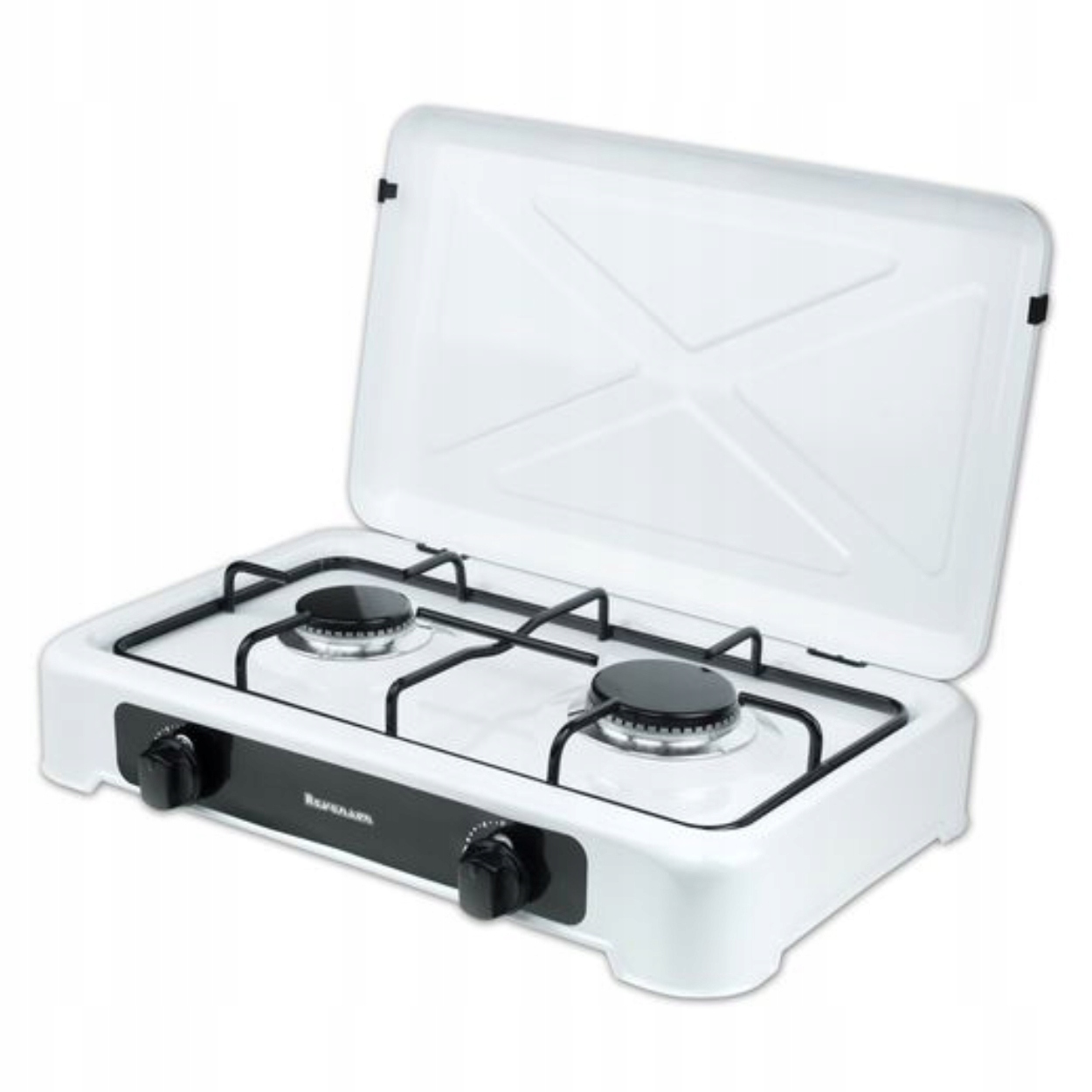 Plynový vařič Ravanson K-02T dvouplotýnkový přenosný na plyn, bílý