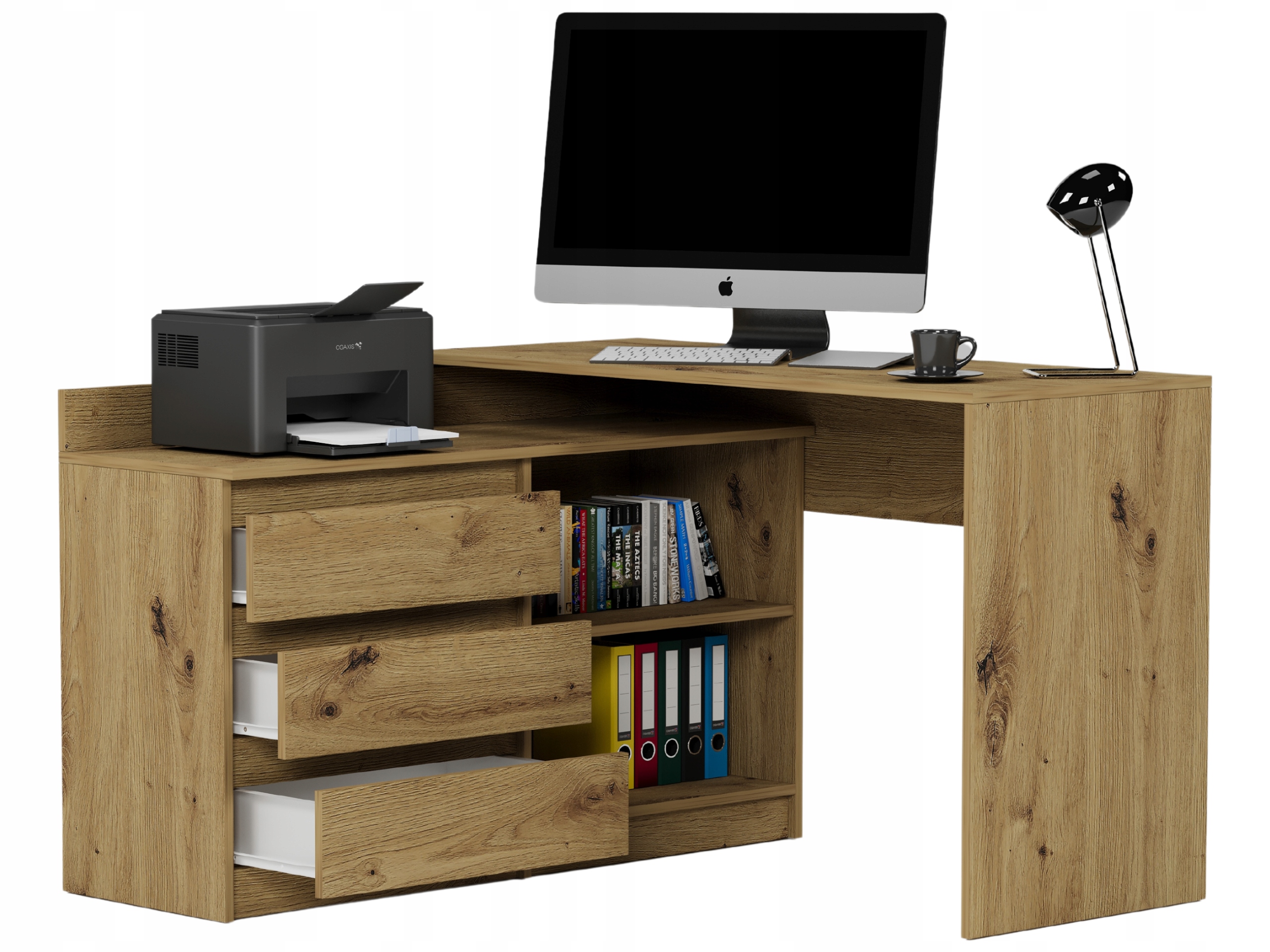 Biurko narożne i komoda zestaw 120x50 artisan N-15