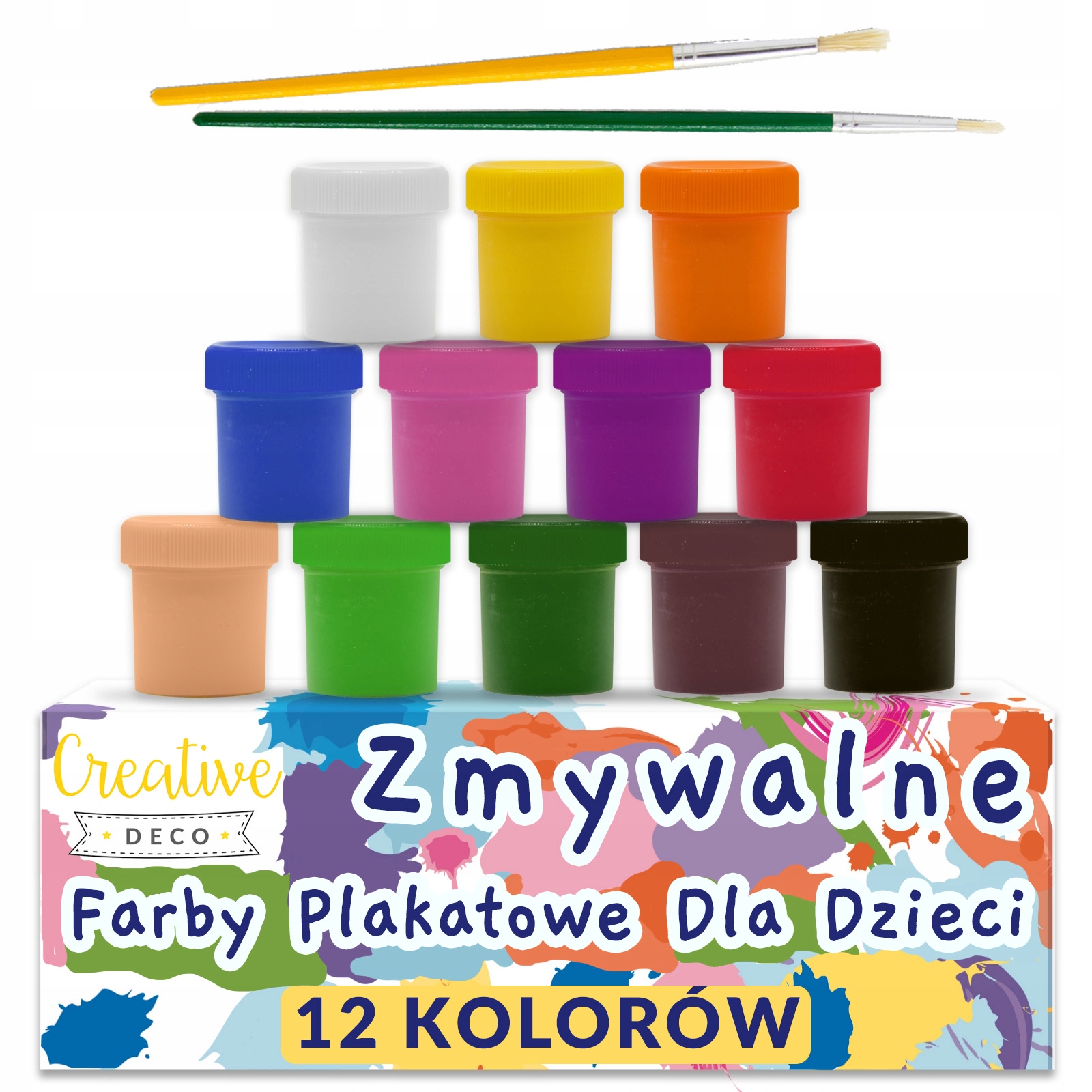 Creative Deco Kolorowe farby plakatowe 12 x 20 ml
