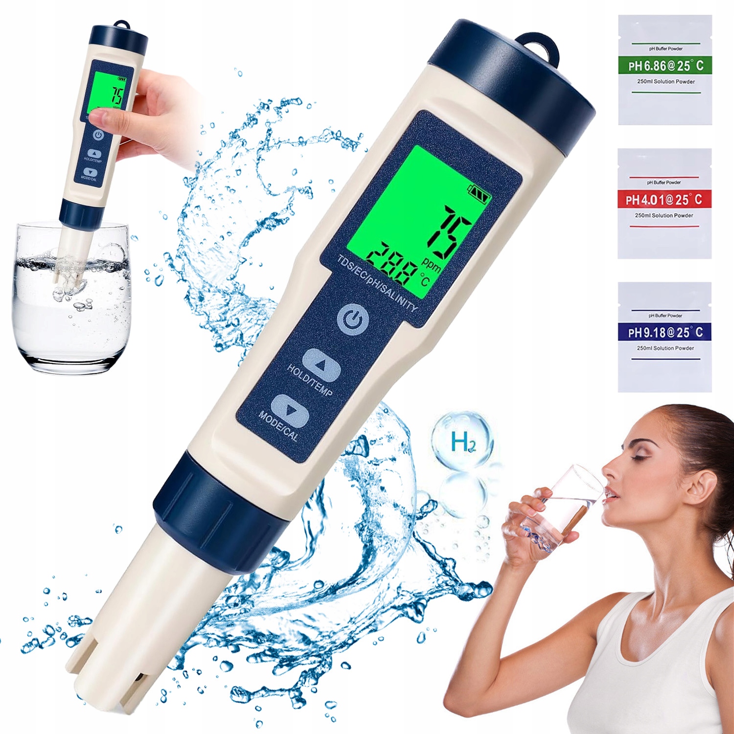 Tester Kvality Vody Ph Ec Tds, Slanost, Teplota Pro Lázeňské Akvárium