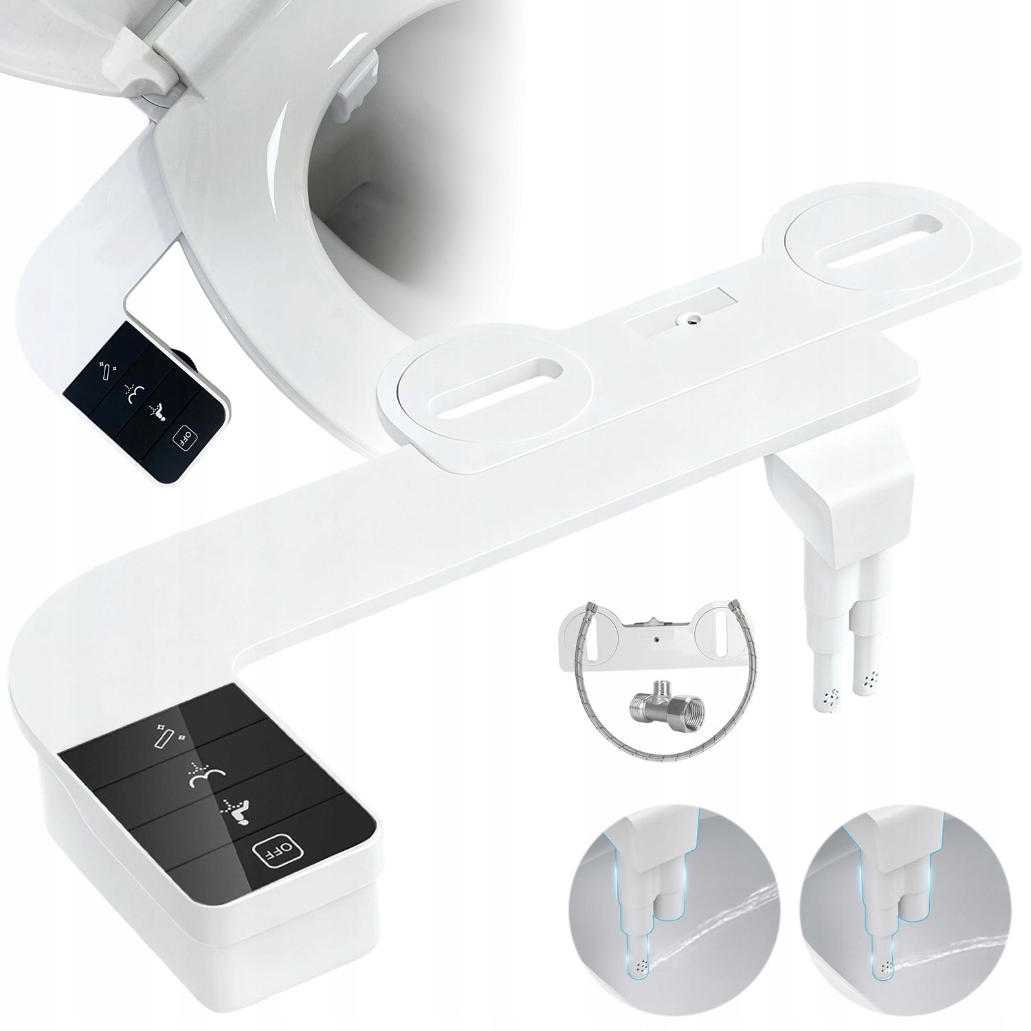 Bidet Se 2 Tryskami Abs Bílý Kov Do Koupelny S Regulací Tlaku