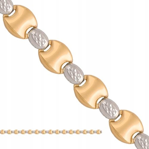 Zlatý náhrdelník 585 s kombinovanými prvky v žluté a bílé barvě zlata