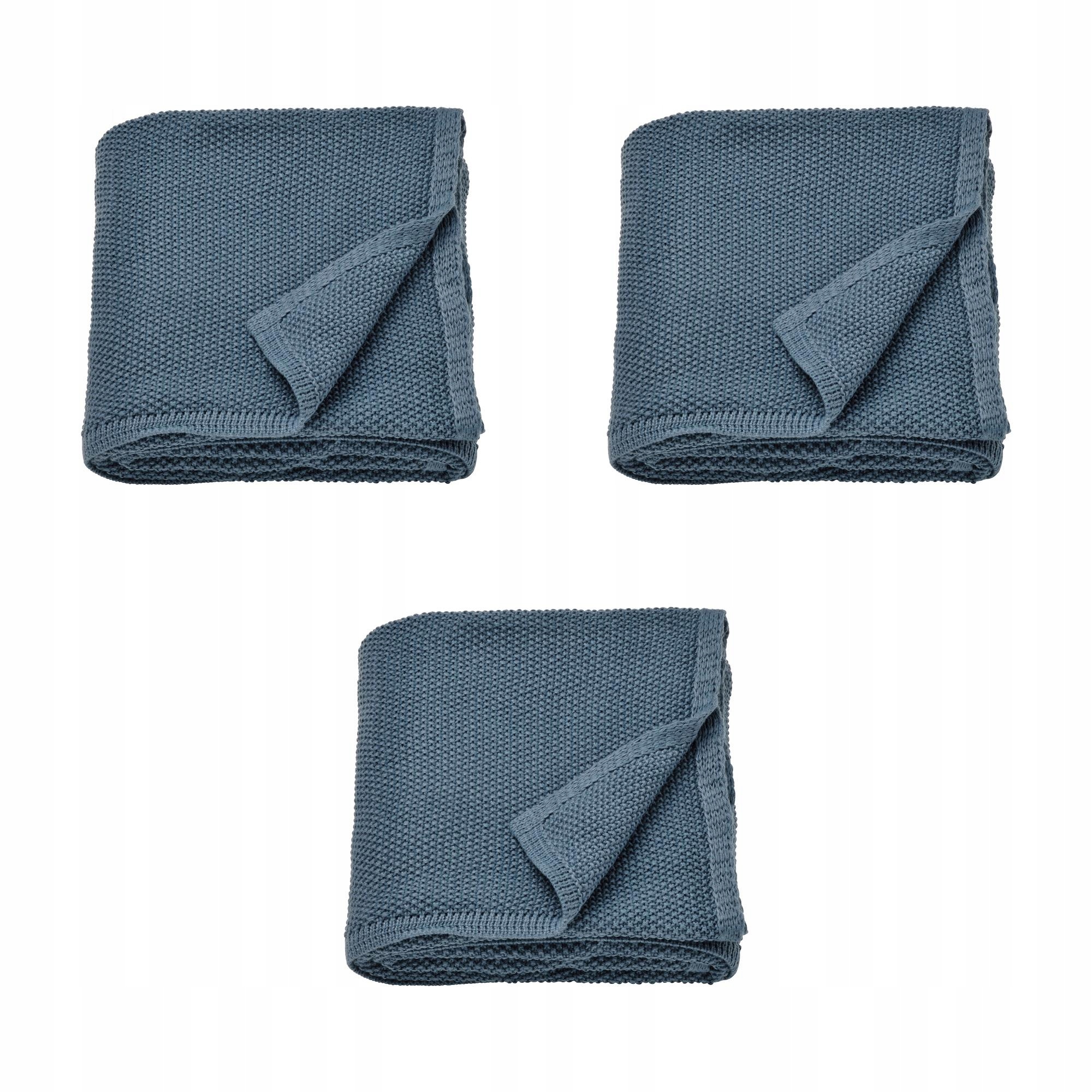 3 ks pléd Humlemott modrošedý 130 x 170 cm recyklovaný