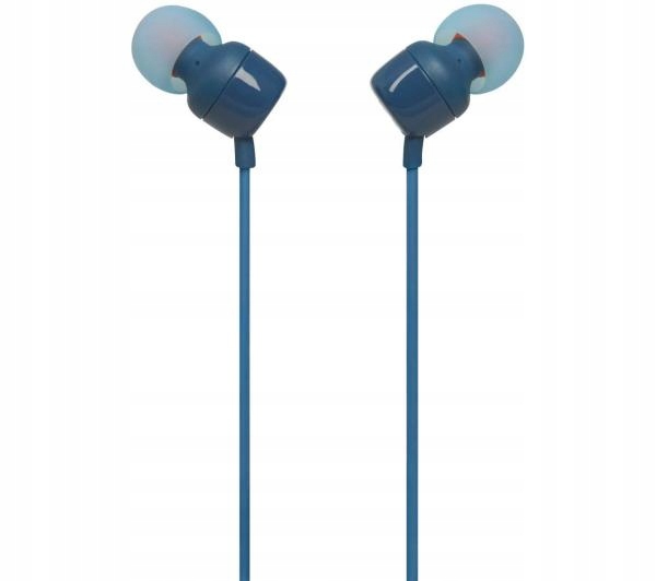Słuchawki przewodowe JBL T110 PURE BASS Dokanałowe Mikrofon Niebieskie Załączone wyposażenie Dodakowe końcówki