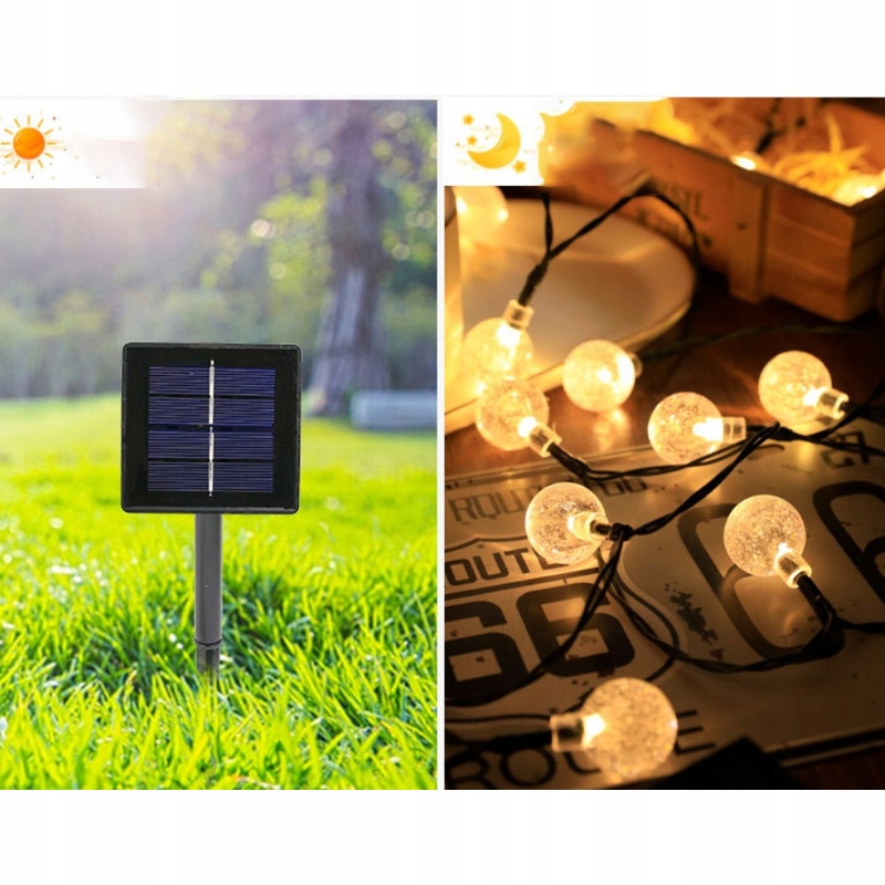LAMPA SOLARNA GIRLANDA OGRODOWA ŁAŃCUCH ŚWIETLNA 50ŻARÓWEK LED 9.5M Kolekcja 50x