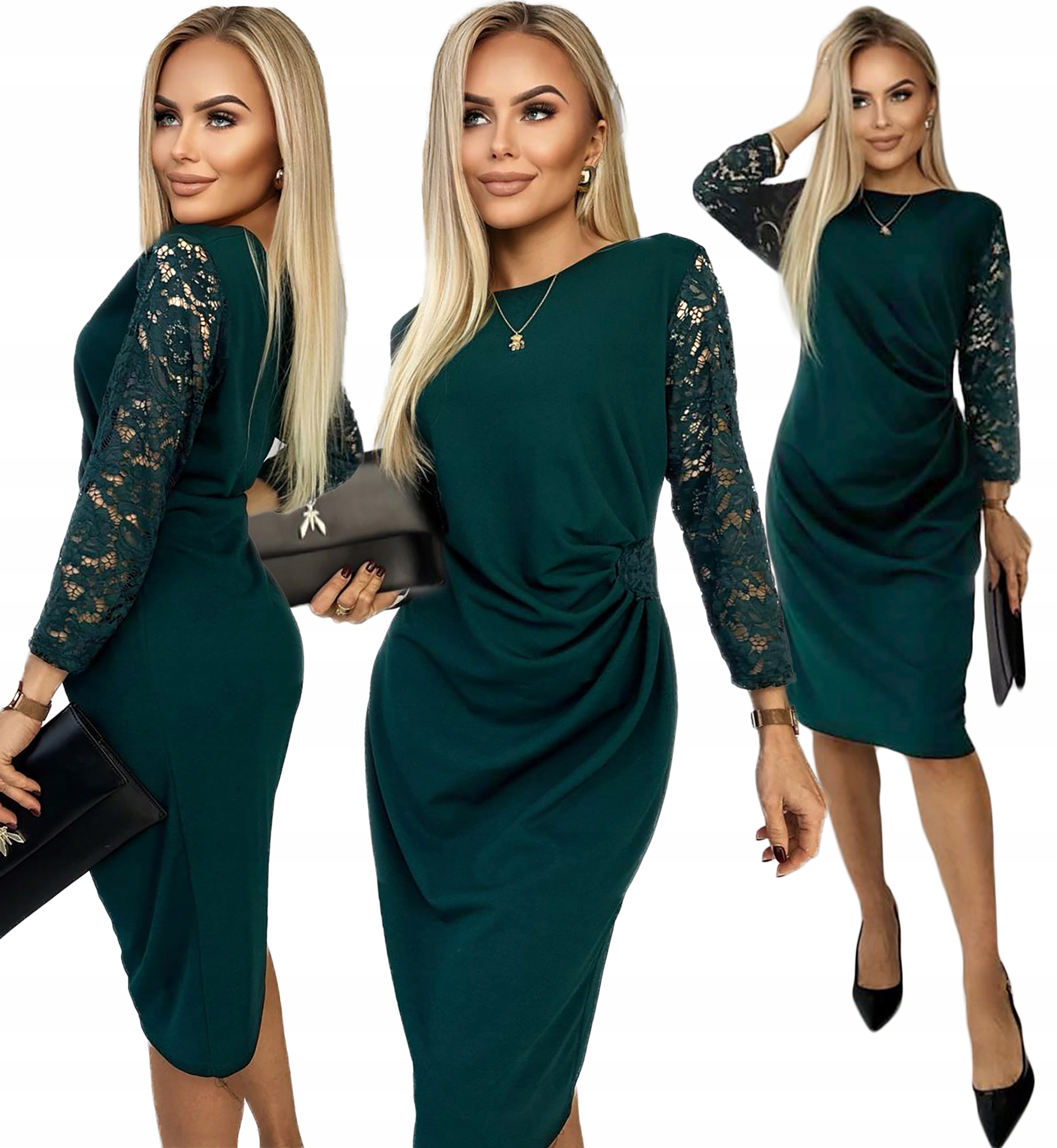 Elegantní tužková Šaty Dámský krajkový drapovaný rukáv 46 Aniela