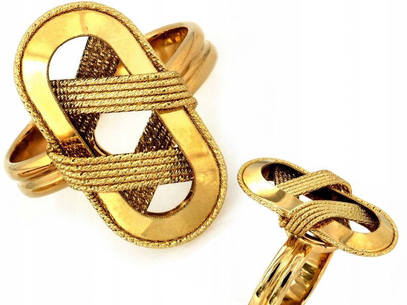 Velký moderní zlatý 585 prstýnek 3.69g R13, efektní model jako dárek