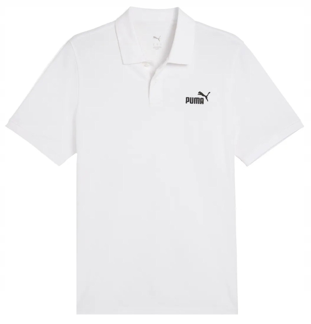 Tričko bavlněné Polo Puma 682552 02 s límečkem, bílé, velikost L