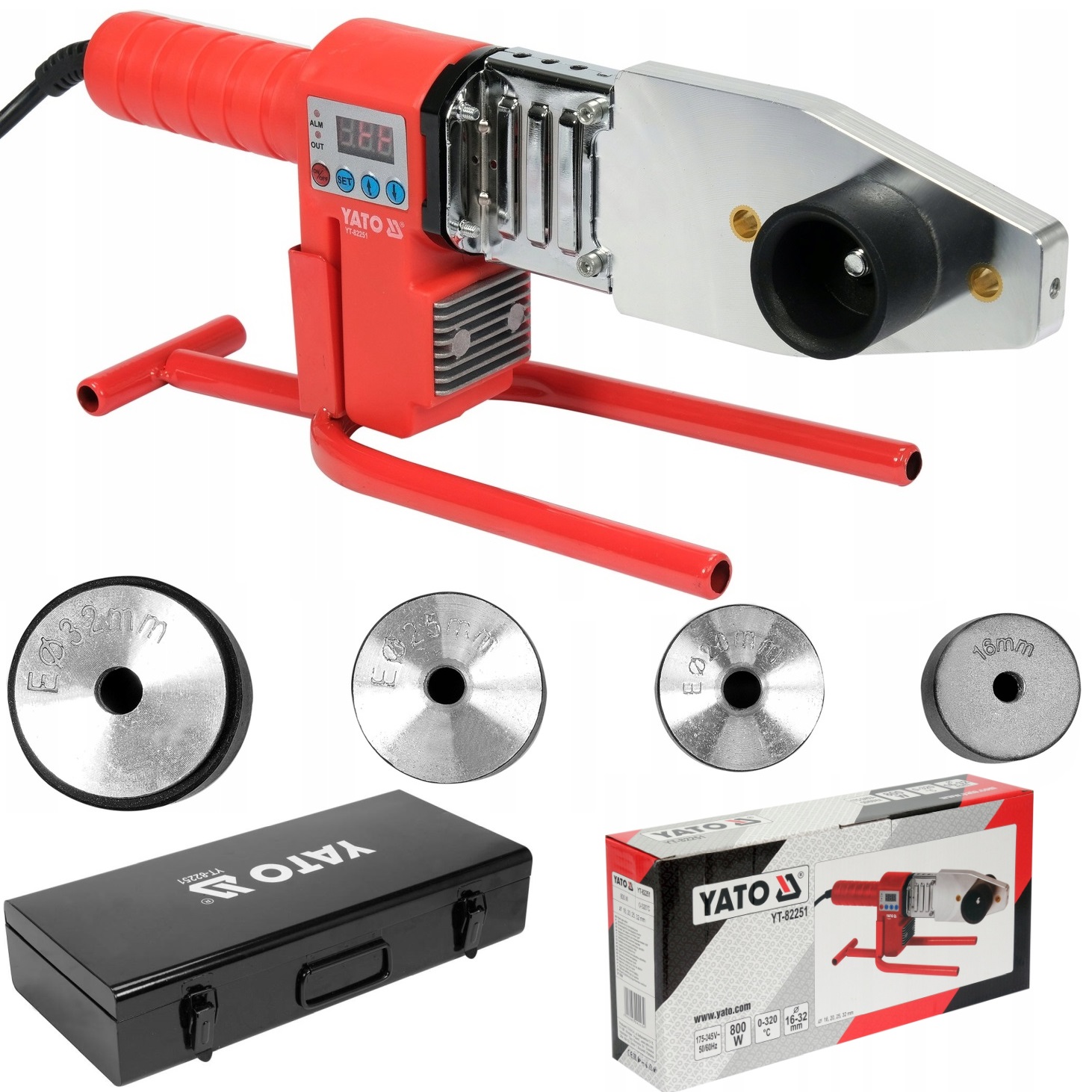 Yato Svářečka Termoplastických Trubek 800 W Matrice 16-32 mm Displej