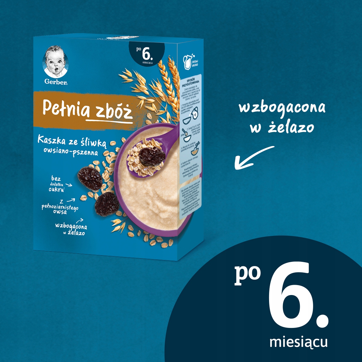 GERBER PEŁNIA ZBÓŻ kaszka ze śliwką 200g Rodzaj kaszki bezmleczna
