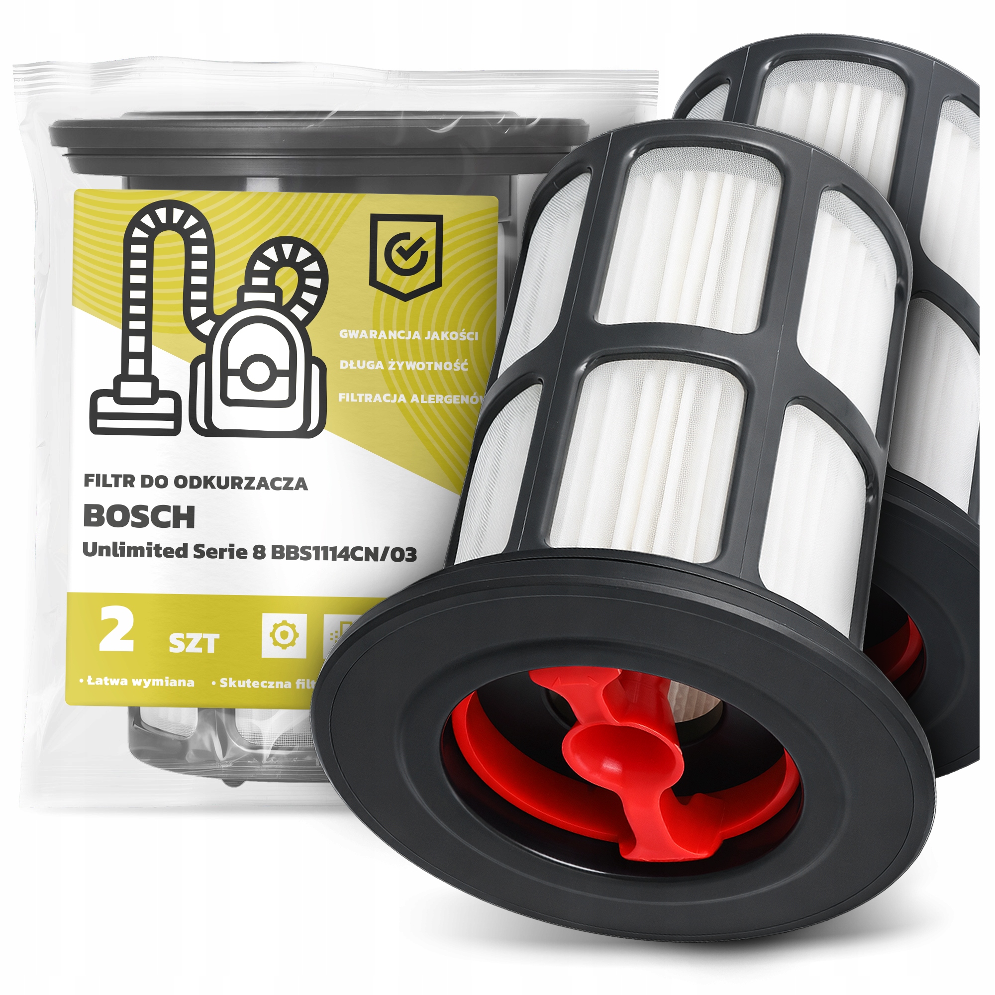 2x Filtr Do Vysavače Bosch Unlimited Serie 8 BBS1114CN/03 Hepa Filtr Em-w