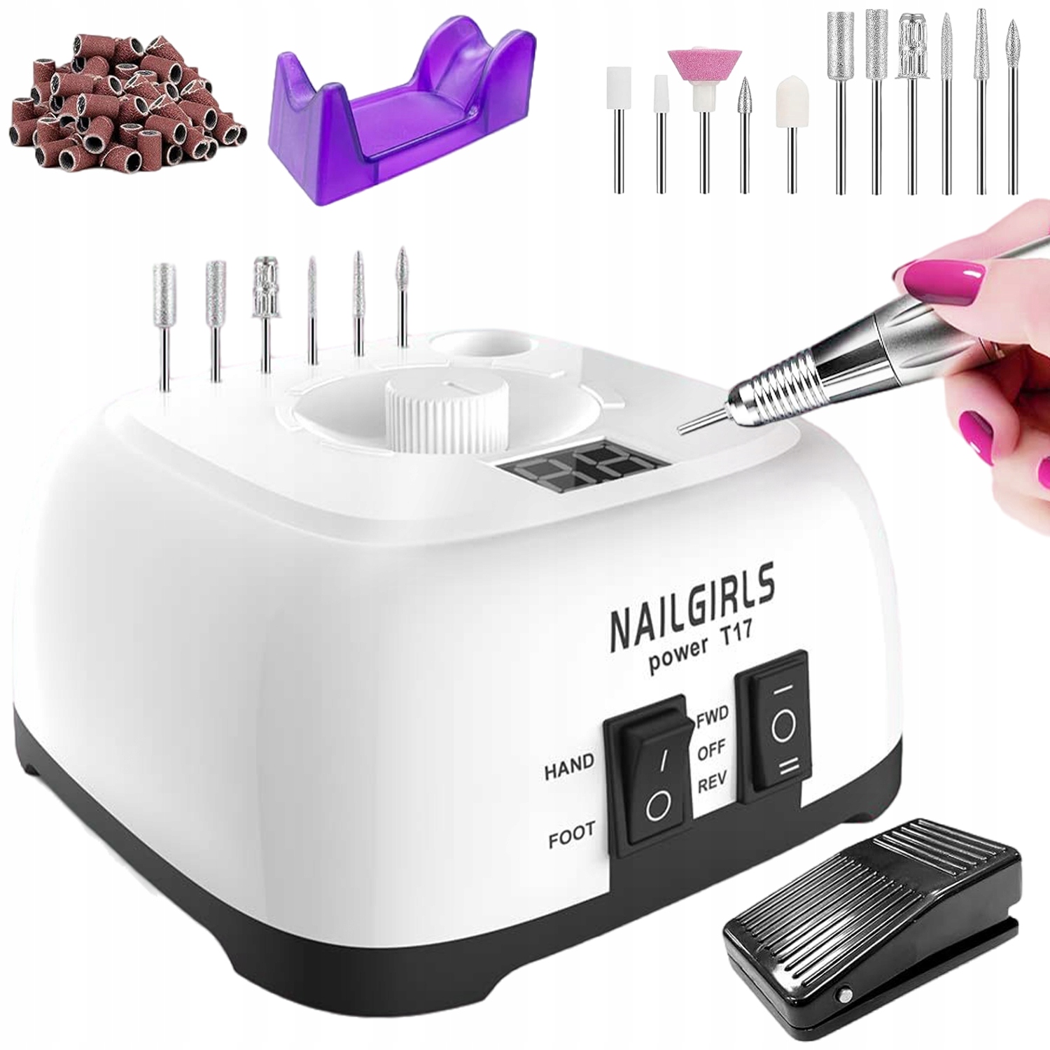 Bruska Profesionální Manikúra Silná 35000 Ot/min S Frézkami