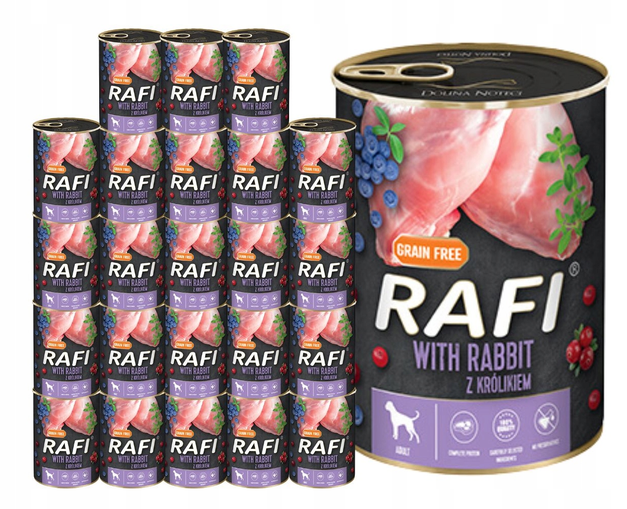 Levně Rafi vlhké krmivo s králíkem 24x400g Bez Obilí Dolina Noteci