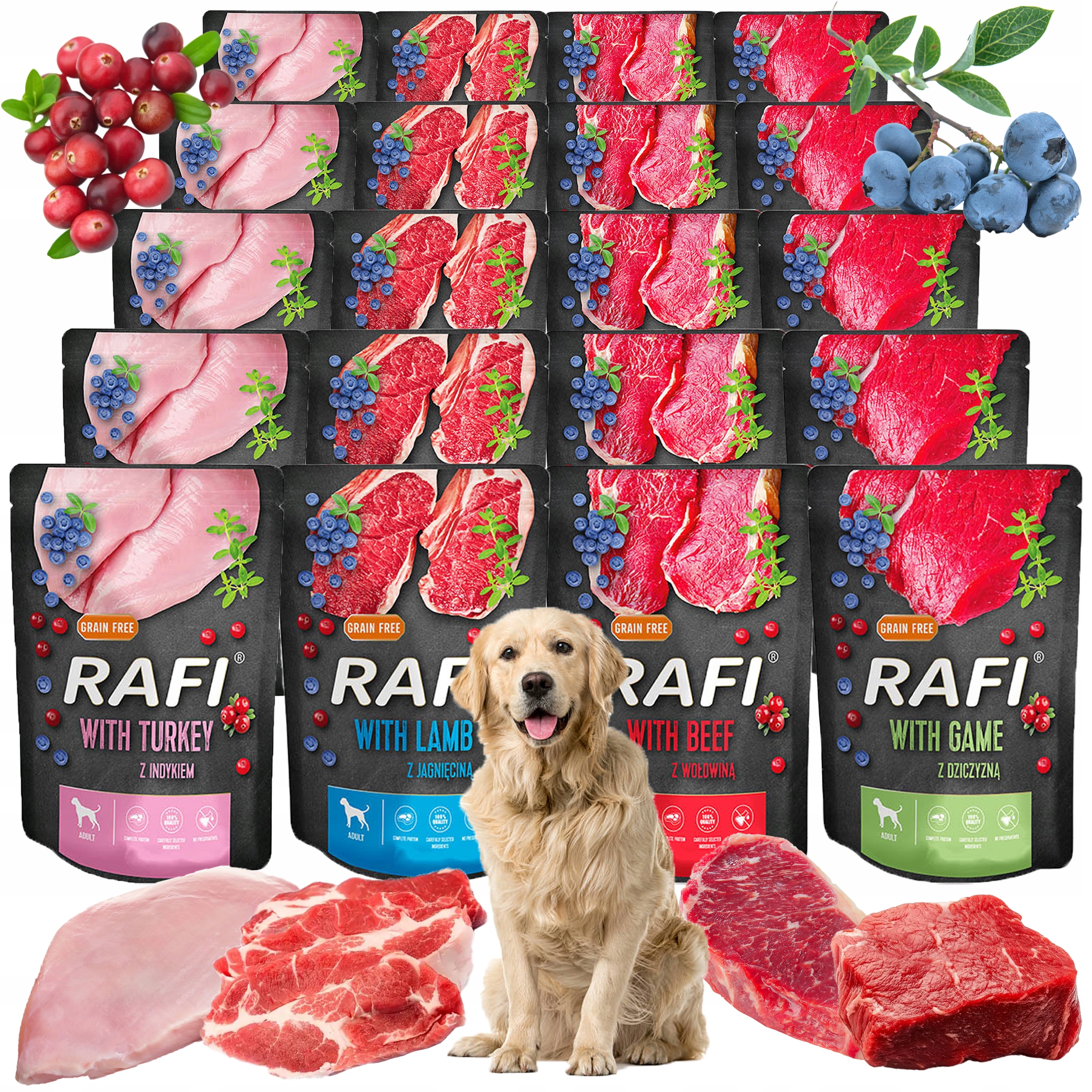 Levně Vlhké Krmivo pro psa Rafi Dolina Noteci Sáček 20 x 300 g Mix Chutí