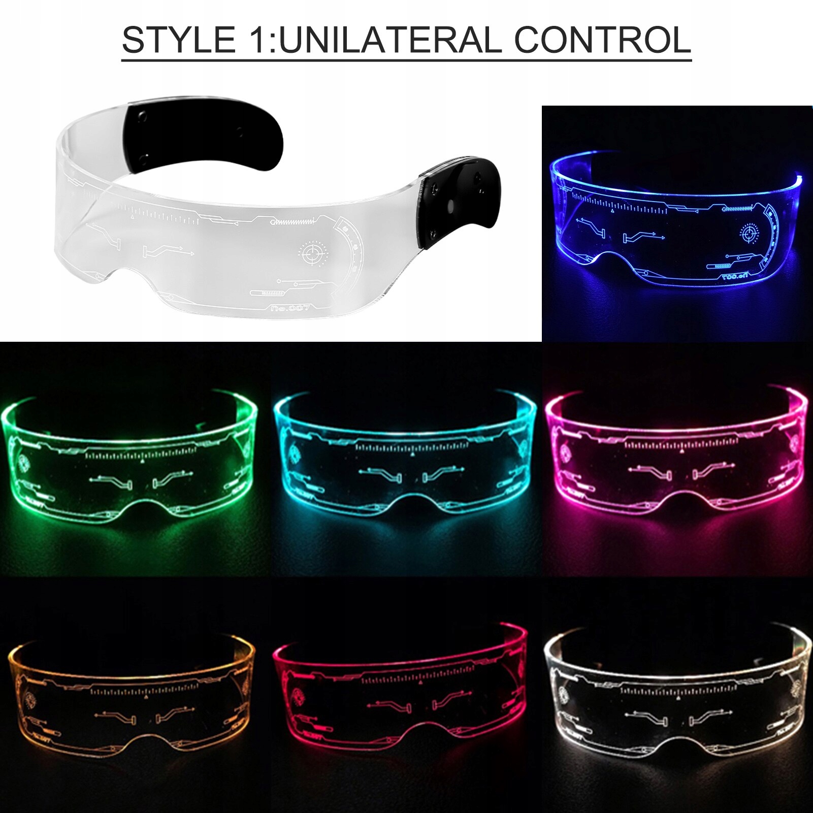 Повнокольорові світяться окуляри зі світлодіодним підсвічуванням,