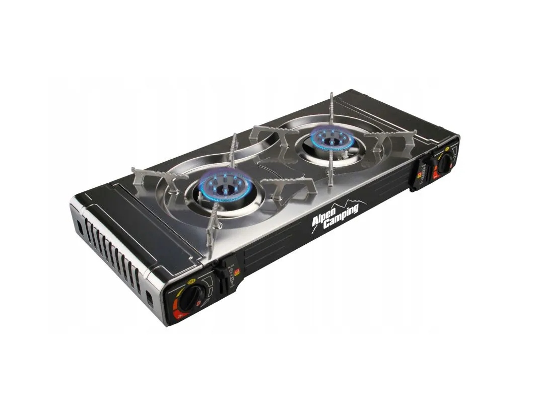 Kuchenka turystyczna dwupalnikowa Alpen Camping Texas czarna 2300 W
