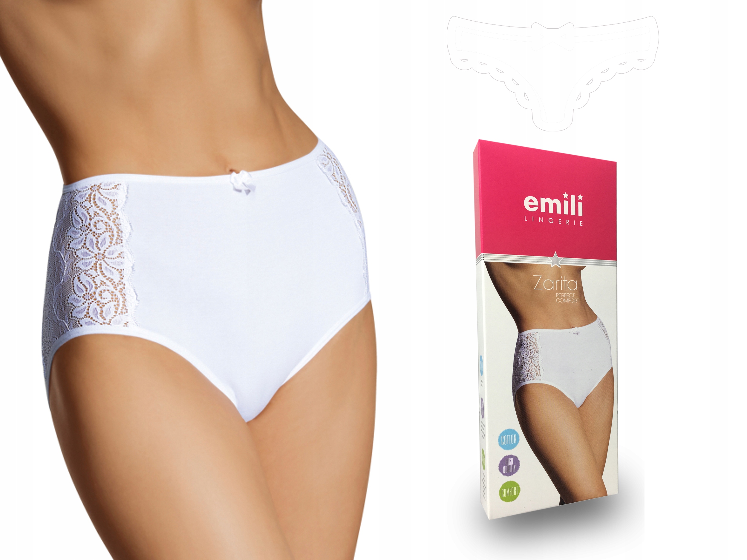 

Emili Zarita Koronkowe Figi Bawełna biały 2XL