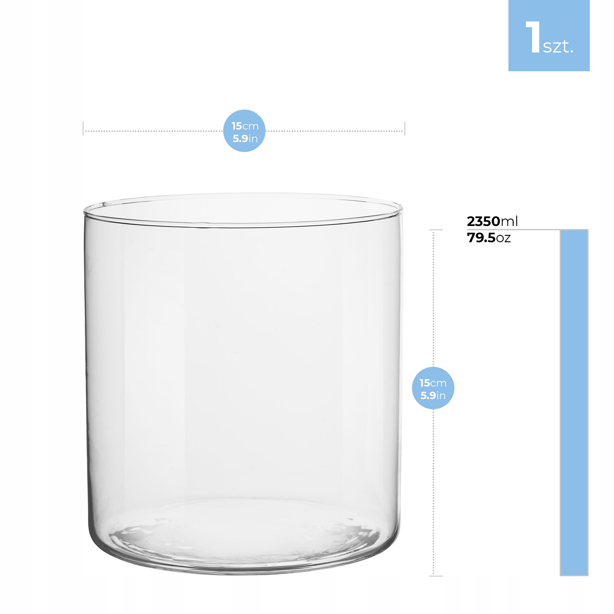 Misa POJEMNIK NA OWOCE Słodycze CYLINDER H-15 cm SZKŁO Produkt Polski EAN (GTIN) 5901105004366