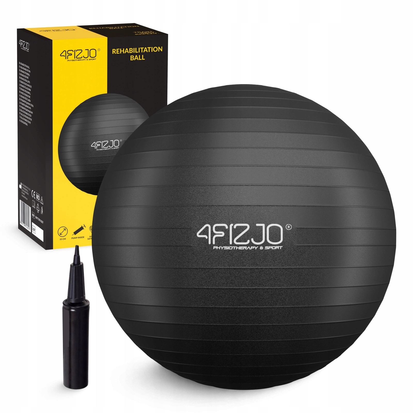 Piłka gimnastyczna rehabilitacyjna 65 cm Reh Ball czarna z pompką