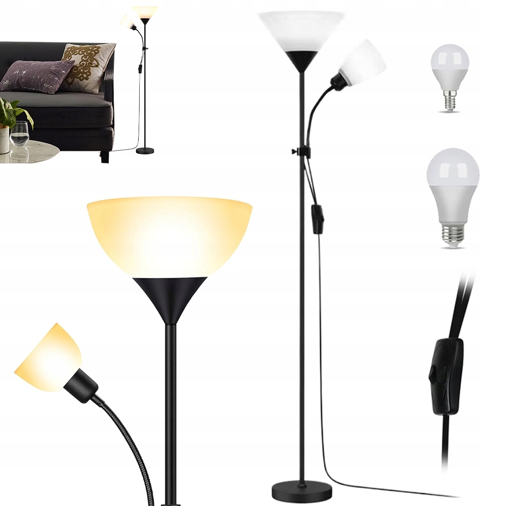 Dvouhlavá Stojací Lampa, Moderní A Jednoduchá, Snadno Instalovatelná, 164 CM