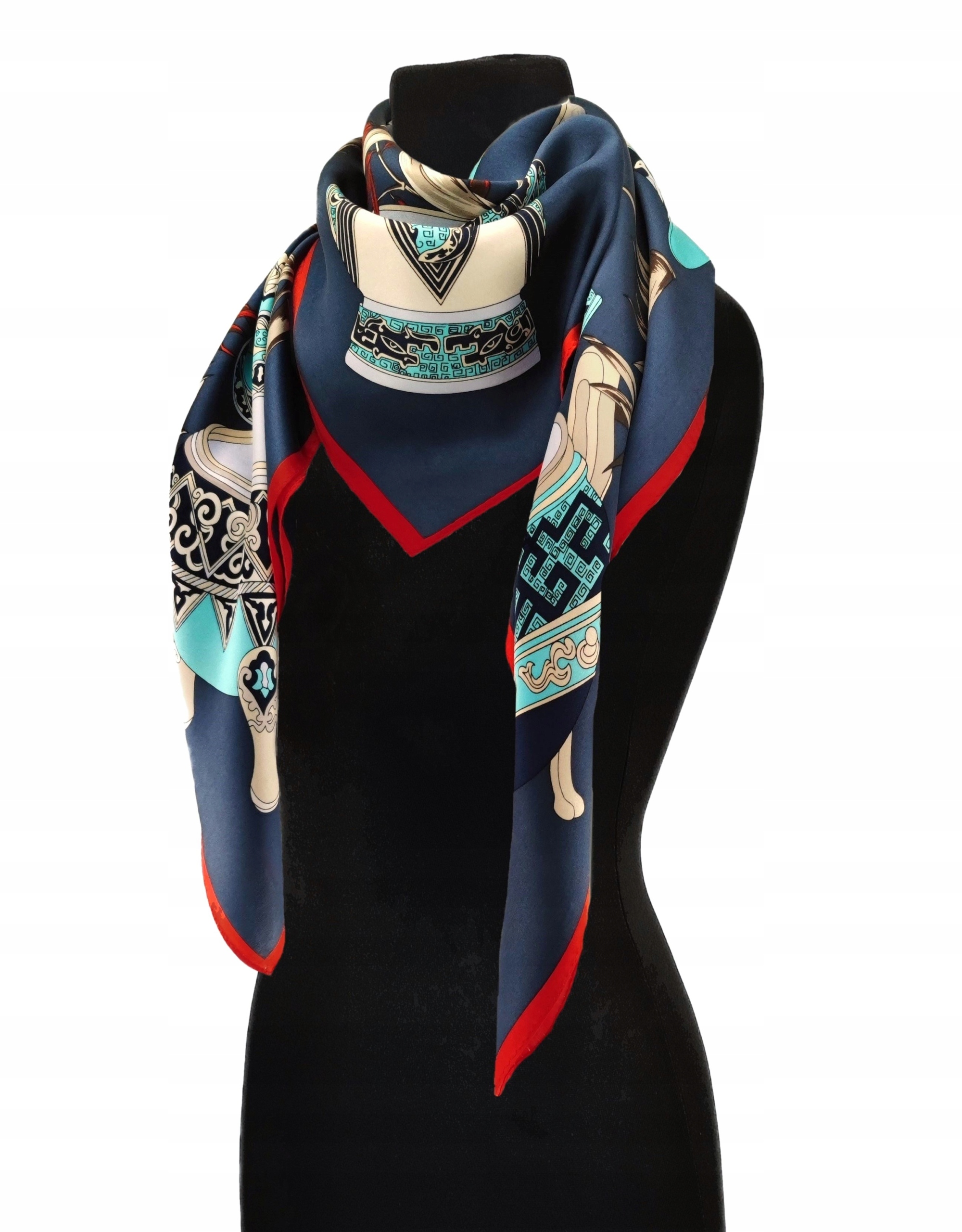 100% Hedvábný Značkový Šátek Šála Kvalita Q