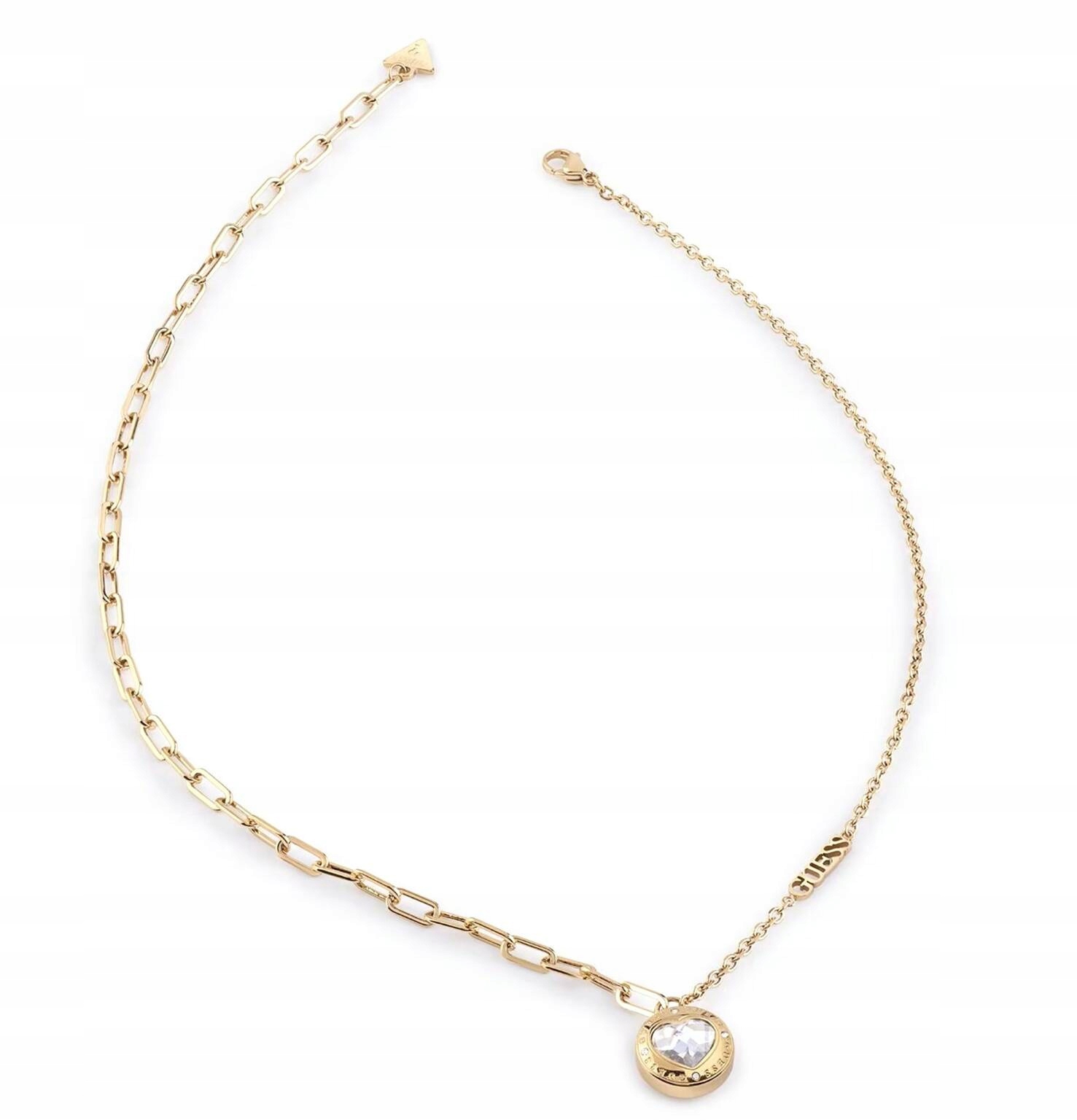 Ocelový Zlatý Náhrdelník Guess Rolling Hearts Srdce Zirkon JUBN03350JWYGT