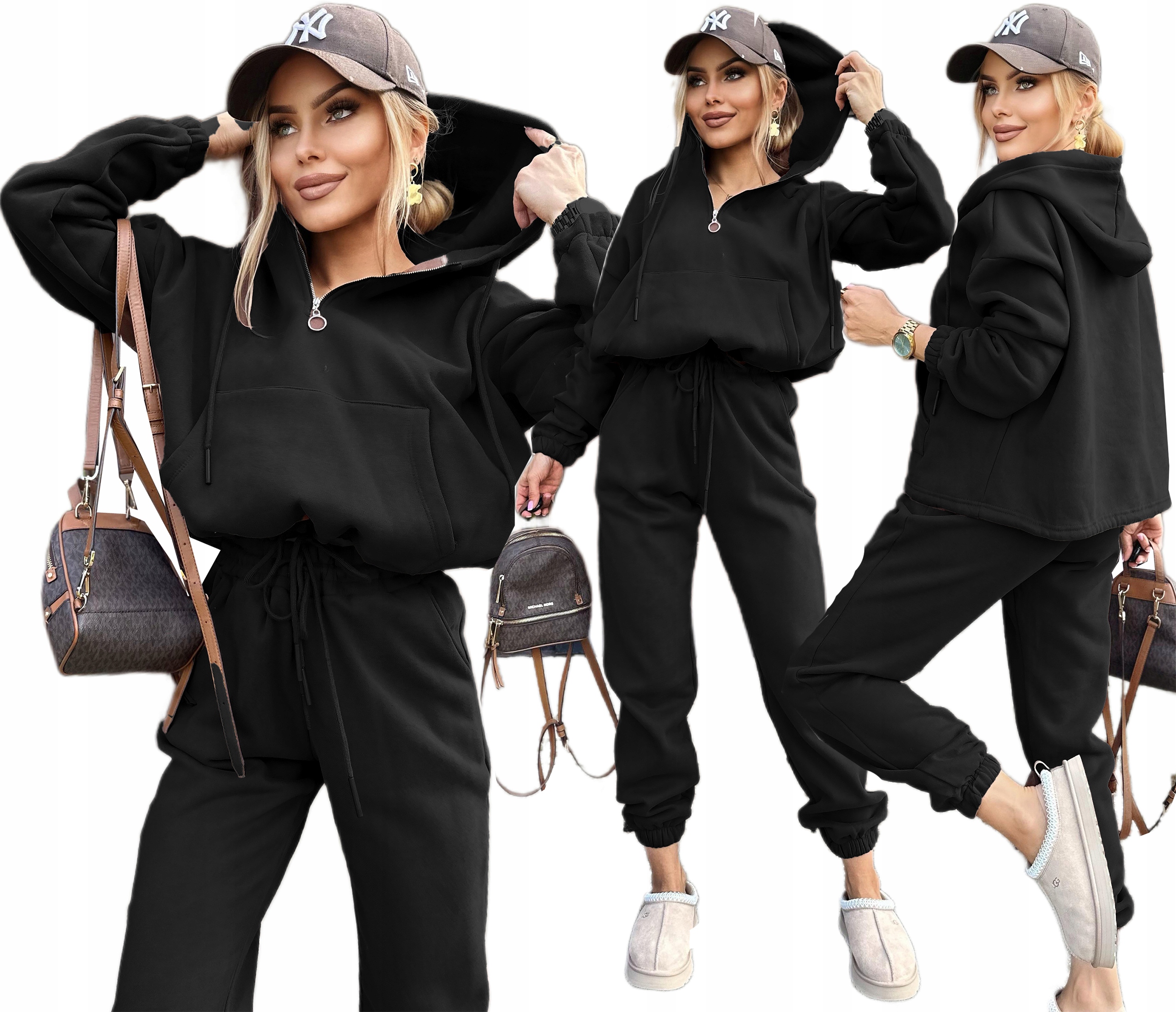 Bawełniany dresowy Komplet damski Dres spodnie oversize bluza 42 44 Eliza