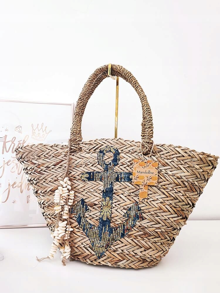 Torebka koszyk maxi z cekinami Wielkość duża (mieszcząca A4)