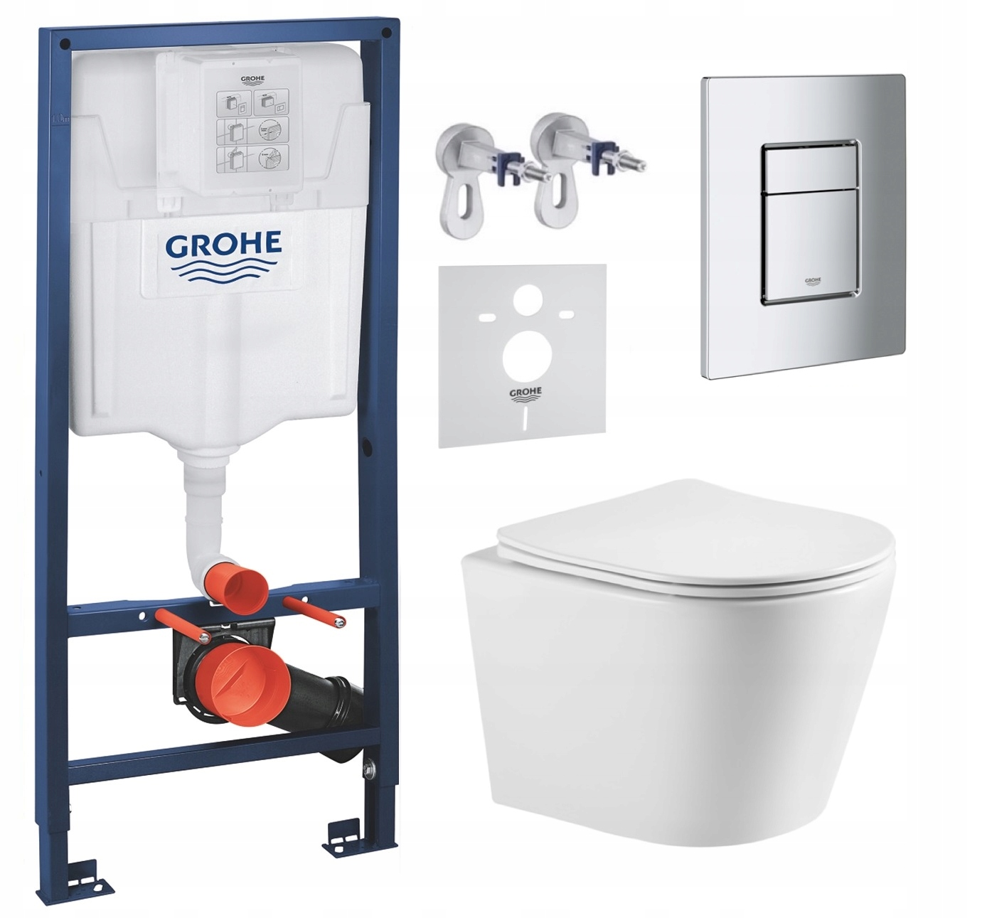 Podomietkový Wc set Grohe s miskou Elanta tlačidlom Chróm Mat