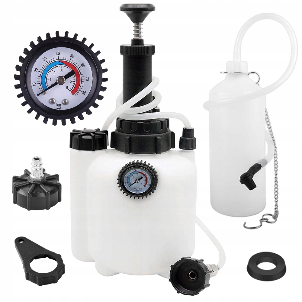 Výfukové Zařízení Pro Odvzdušňování Brzdové Kapaliny S Manometrem 3 L+1 L