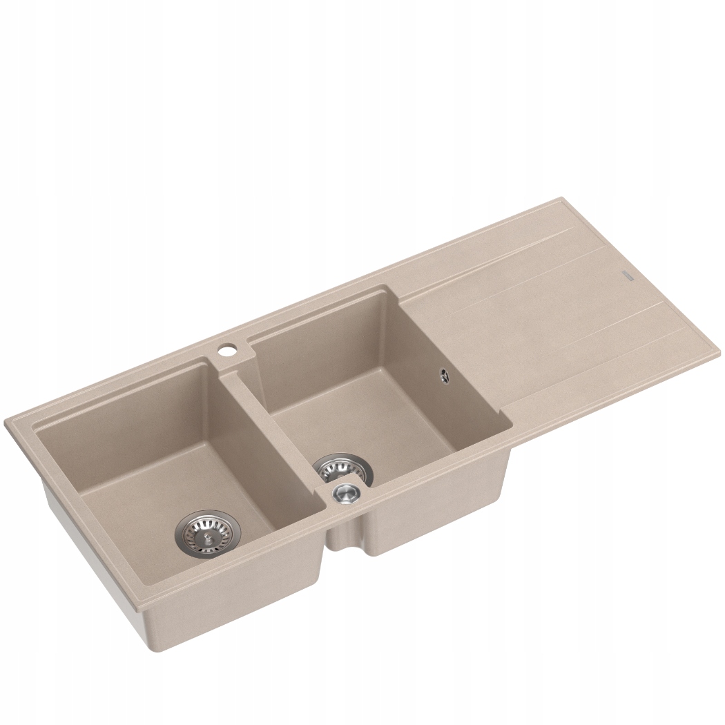 Quadron Evan 121 Drez 2-komorový 116x50x21 cm Béžový Syfon Oceľ