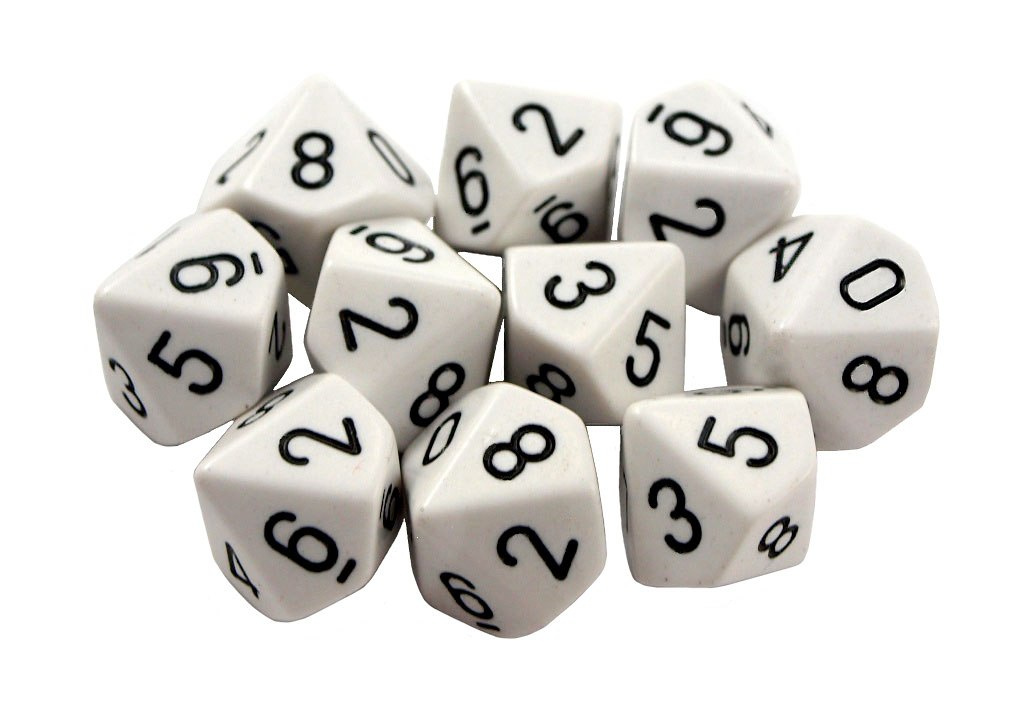 

Kostki białe Rpg K10 10szt. kości kostka