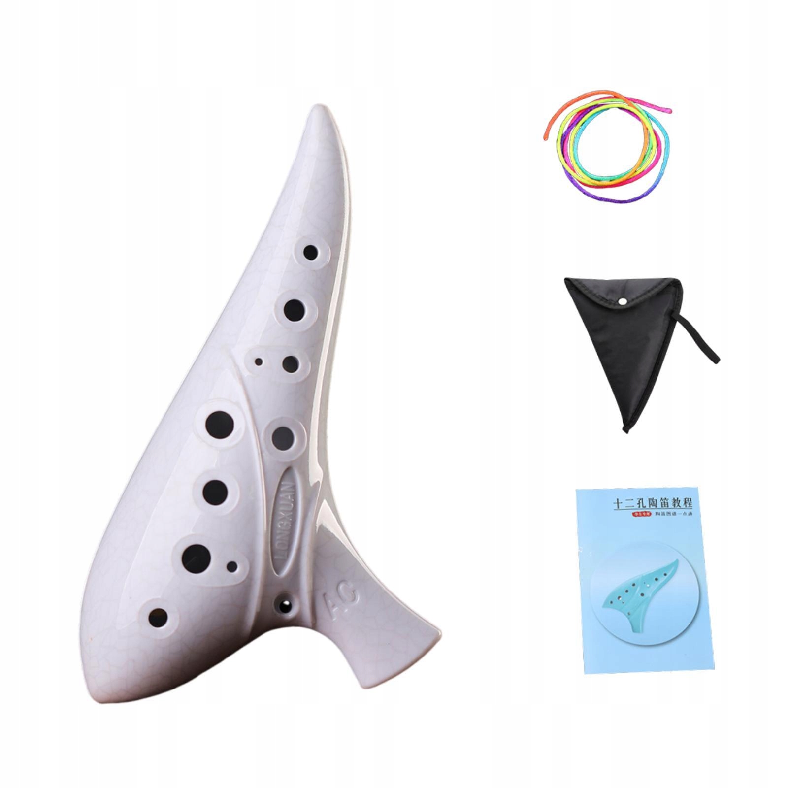 12 Hole Alto C Tone Ocarina Storage Bag Professional Utility Compact biały