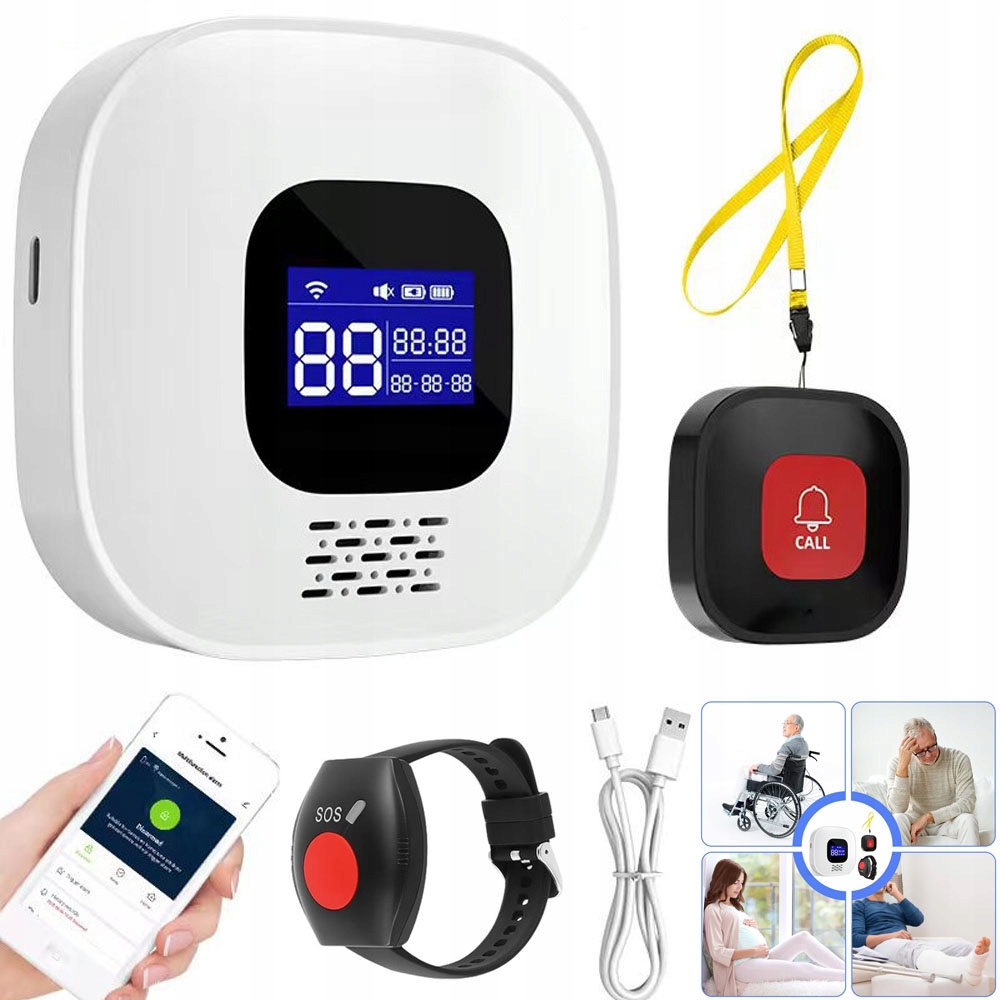 Alarm Pro Seniory Starších Pacientů, Tlačítko Pro Přivolání Pomoci S Náramkem