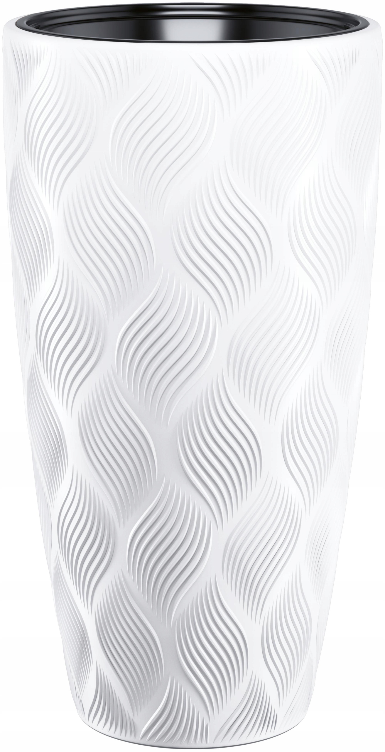 

Piękna odporna Donica+wkład Flow Slim 30 biała h48