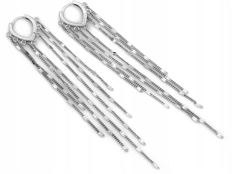 Náušnice pro ženy ze stříbra 925 dlouhé, Závěsné Řetízky, efektní, módní